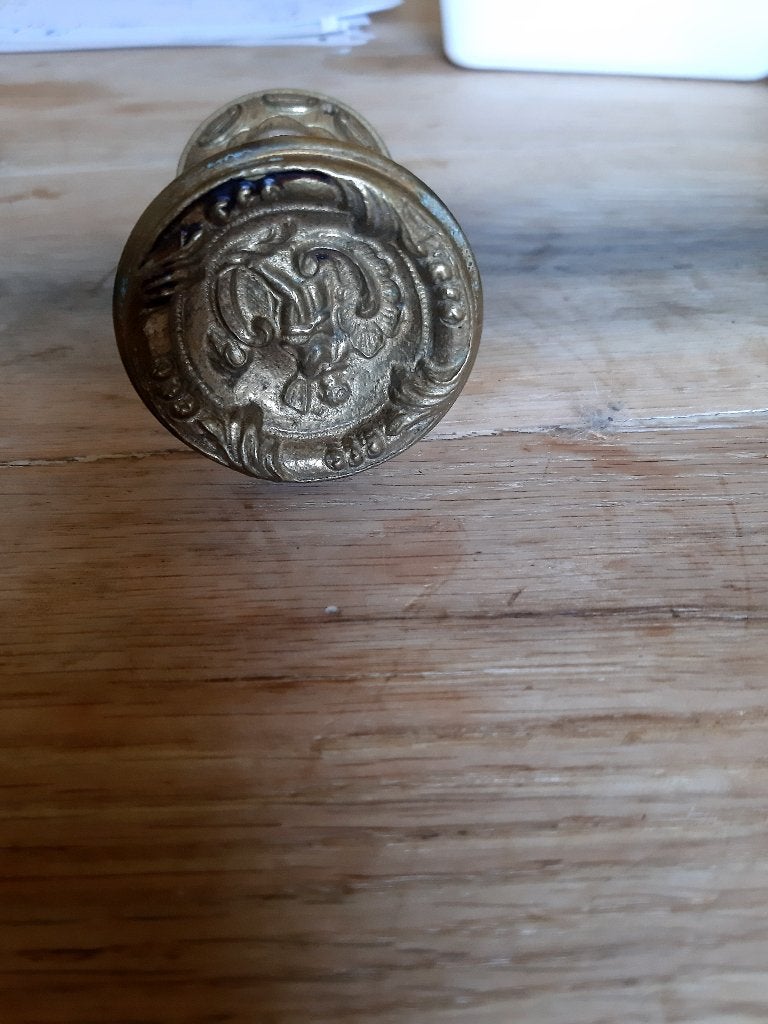 Antieke koperen deurknop., Antiek en Kunst, Ophalen of Verzenden