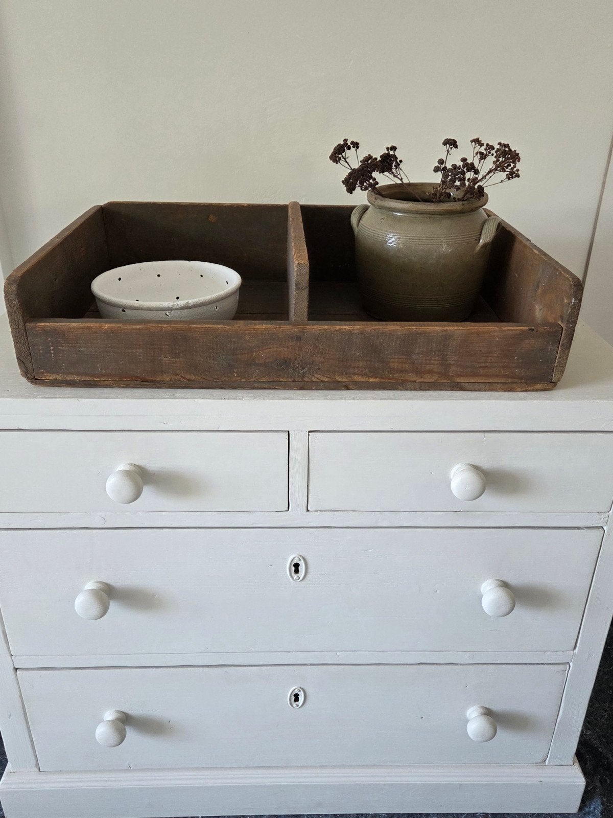 Oude brocante grenen ladekast, Ophalen, Gebruikt, 50 tot 100 cm, 3 of 4 laden