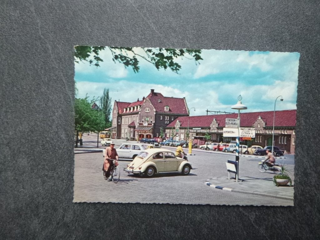 Deventer, station /auto, Verzenden, 1980 tot heden, Gelopen, Overijssel