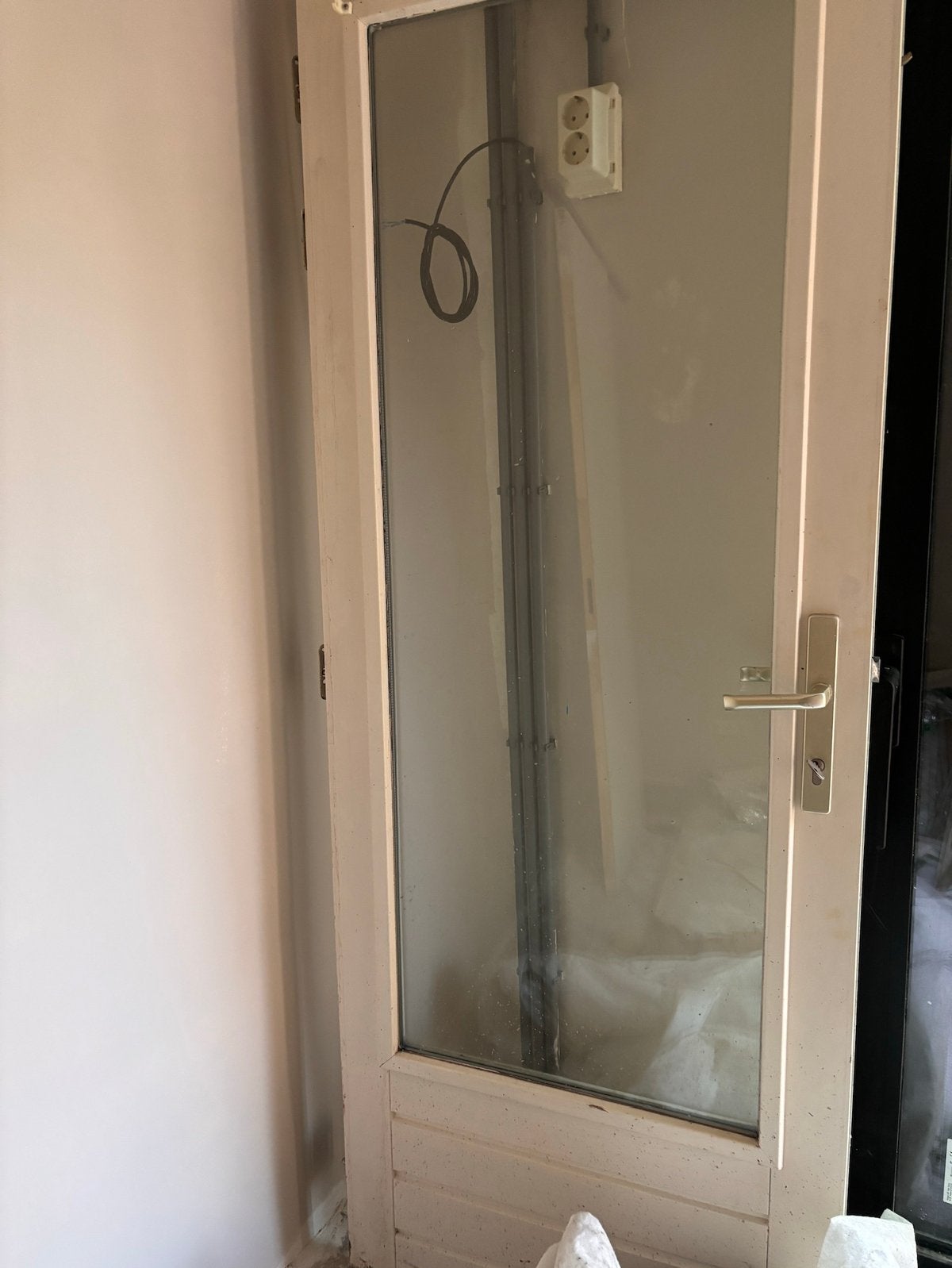 Houten buitendeur met dubbelglas en slot, Ophalen, Gebruikt, Minder dan 80 cm, Buitendeur