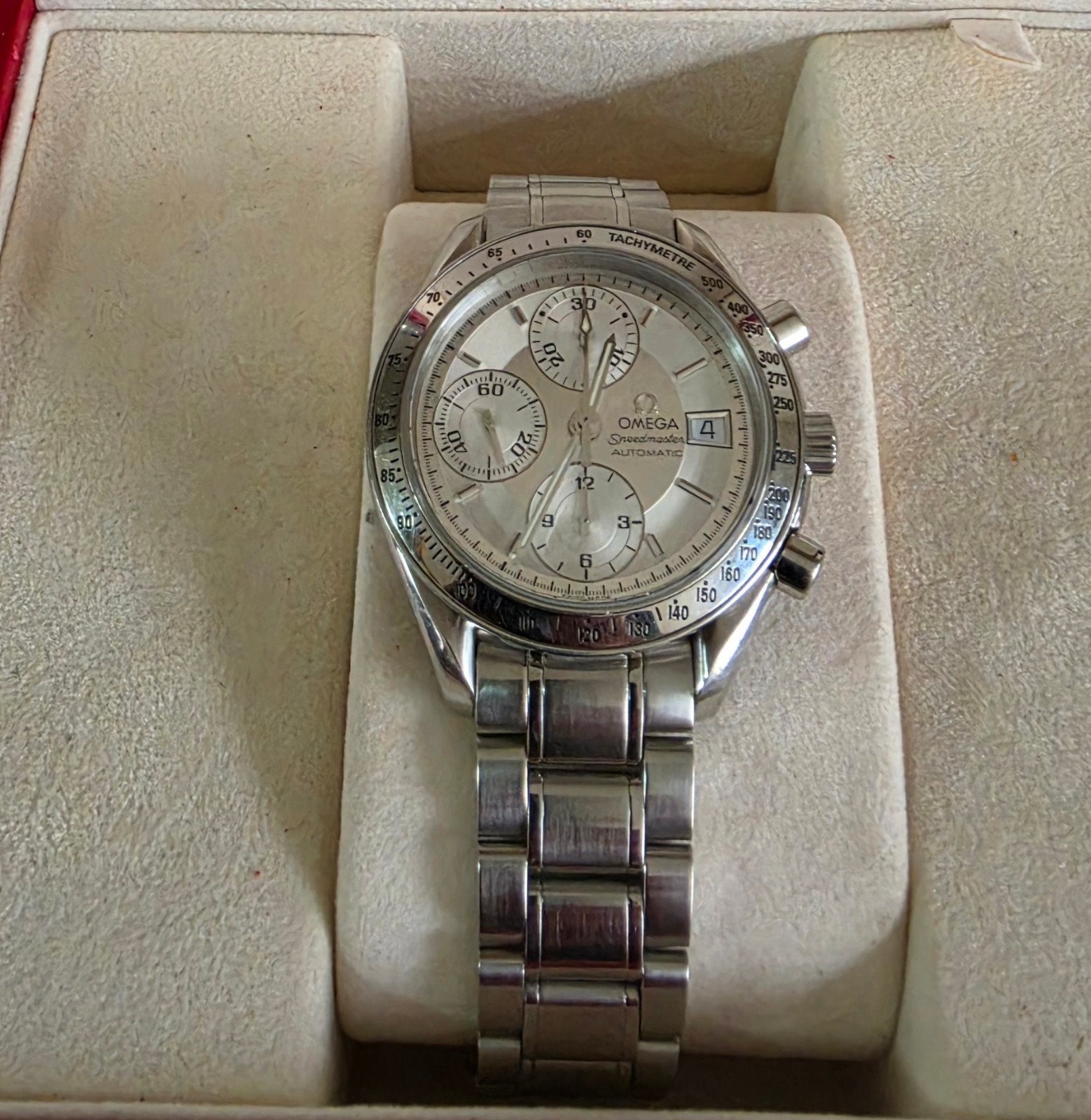 Omega Speedmaster compleet met papieren en box, Sieraden, Tassen en Uiterlijk, Horloges | Heren, Ophalen, Staal, Staal, Polshorloge