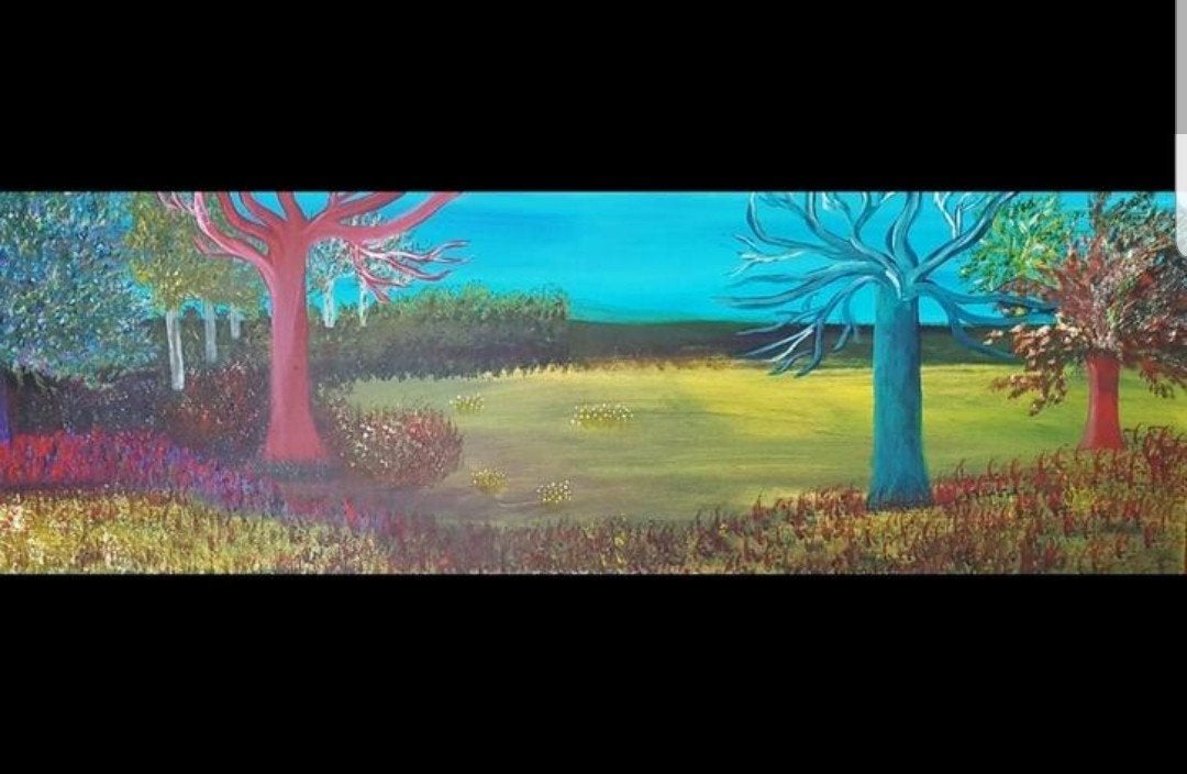 Schilderij SAVANNE & MAGIC FOREST 120x40 opruiming, Ophalen, Minder dan 50 cm, Schilderij
