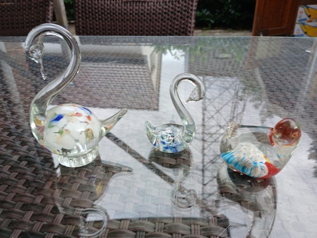 Glazen murano zwanen en vis - decoratieve beeldjes, Ophalen of Verzenden