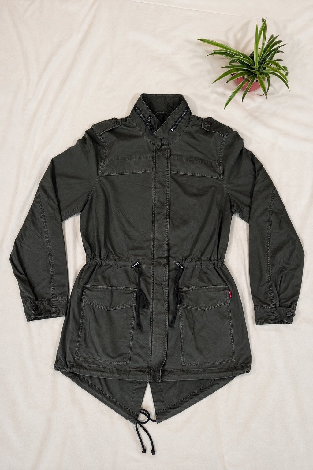 Levi’s Parka – Army Groen – Maat L – Military – Fishtail, Verzenden, Zo goed als nieuw, Groen