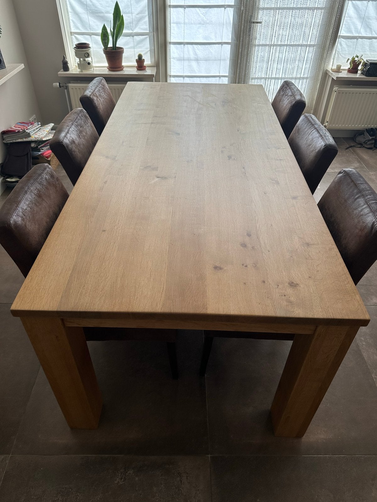 Eettafel, Ophalen, Gebruikt, Eikenhout, 200 cm of meer