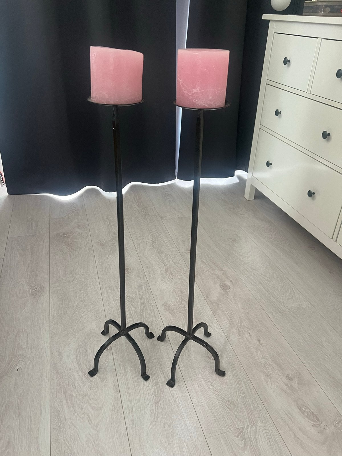 Smeedijzeren Kandelaars - 80 cm Hoog, Huis en Inrichting, Woonaccessoires | Kandelaars en Kaarsen, Ophalen, Gebruikt, Zwart, Metaal