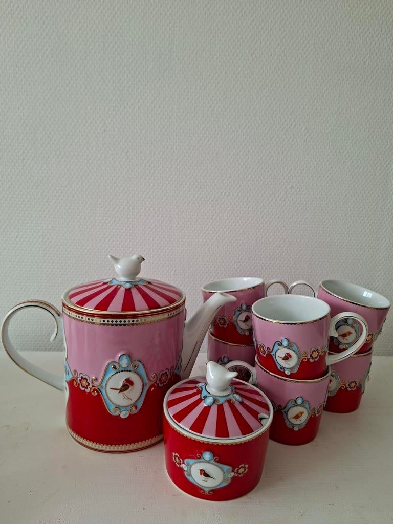 Pip Studio Love Birds servies: theepot, suikerpot en 6kopjes, Ophalen, Overige typen, Zo goed als nieuw, Overige stijlen