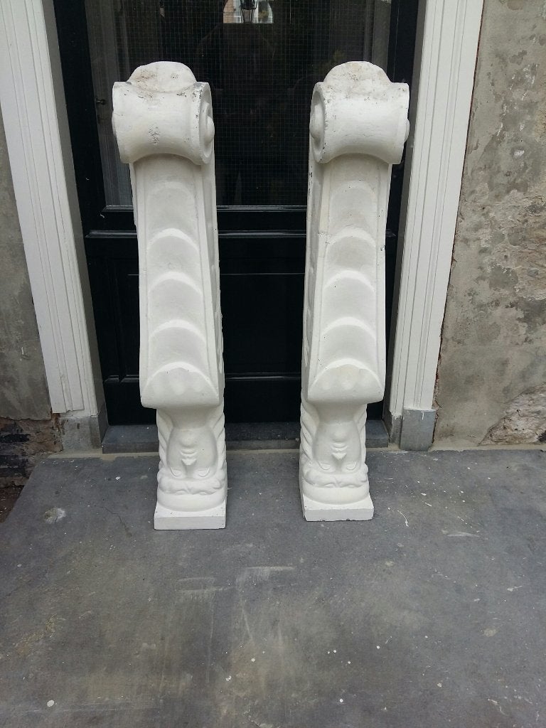 Set klassiek gipsen consoles ornamenten voor schouw of deur, Ophalen, Gebruikt