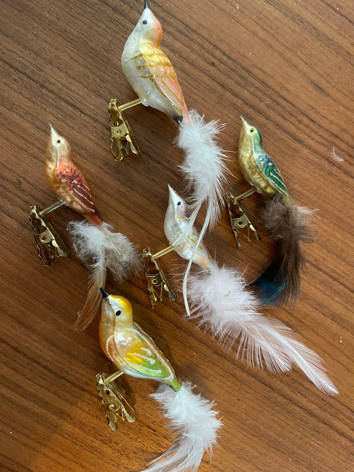 Sissy Boy glazen kerst 5 vogels beige goud bruin, Ophalen, Zo goed als nieuw