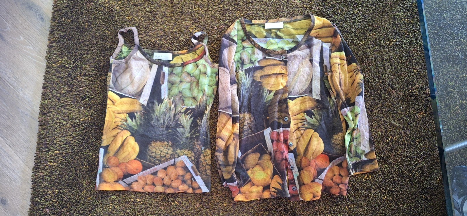 OUI Moments set: top en vest met fruitprint, Meerkleurig, Ophalen of Verzenden, Zo goed als nieuw, Lange mouw
