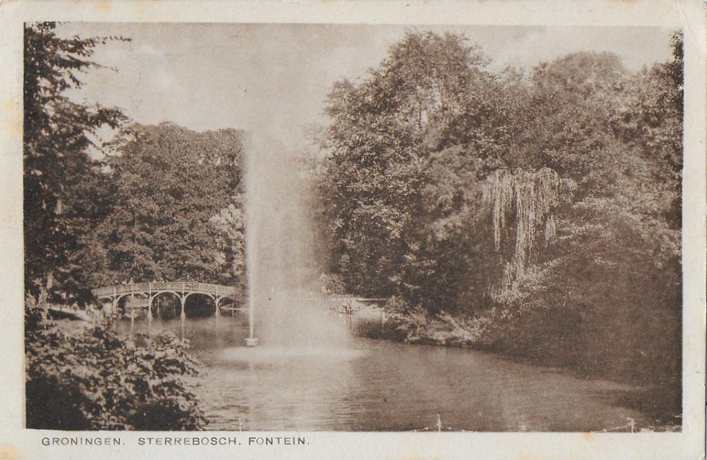 Groningen Sterrebosch Fontein Oude Ansichtkaart ( A2552 ), Ophalen of Verzenden, 1940 tot 1960, Gelopen, Groningen