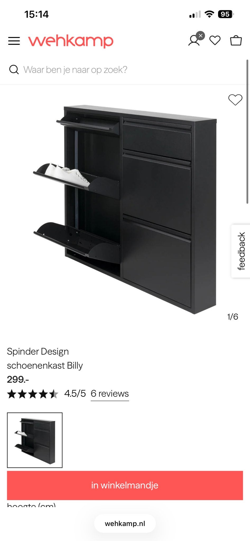 Metalen schoenenkast zwart - Spinder Design Billy, Ophalen, Zo goed als nieuw