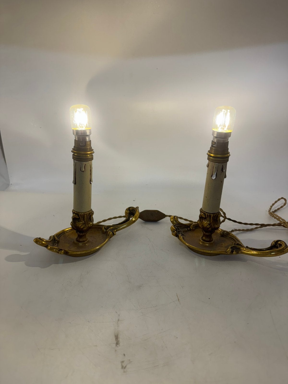Set Antieke Franse Bronsen Blaker Lampjes -Lodewijk XV Stijl, Ophalen of Verzenden