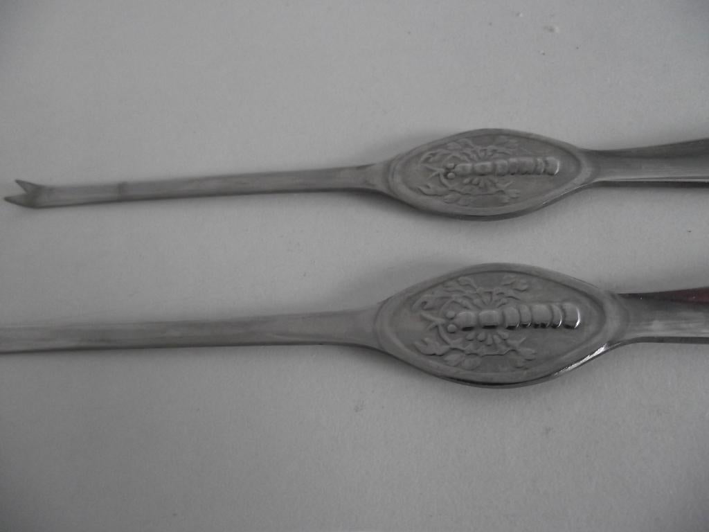 2 stuks Kreeftvorkjes Krabprikkers 20 cm RVS Japan per stuk, Ophalen of Verzenden, Zo goed als nieuw, Rvs of Chroom, Vaatwasserbestendig