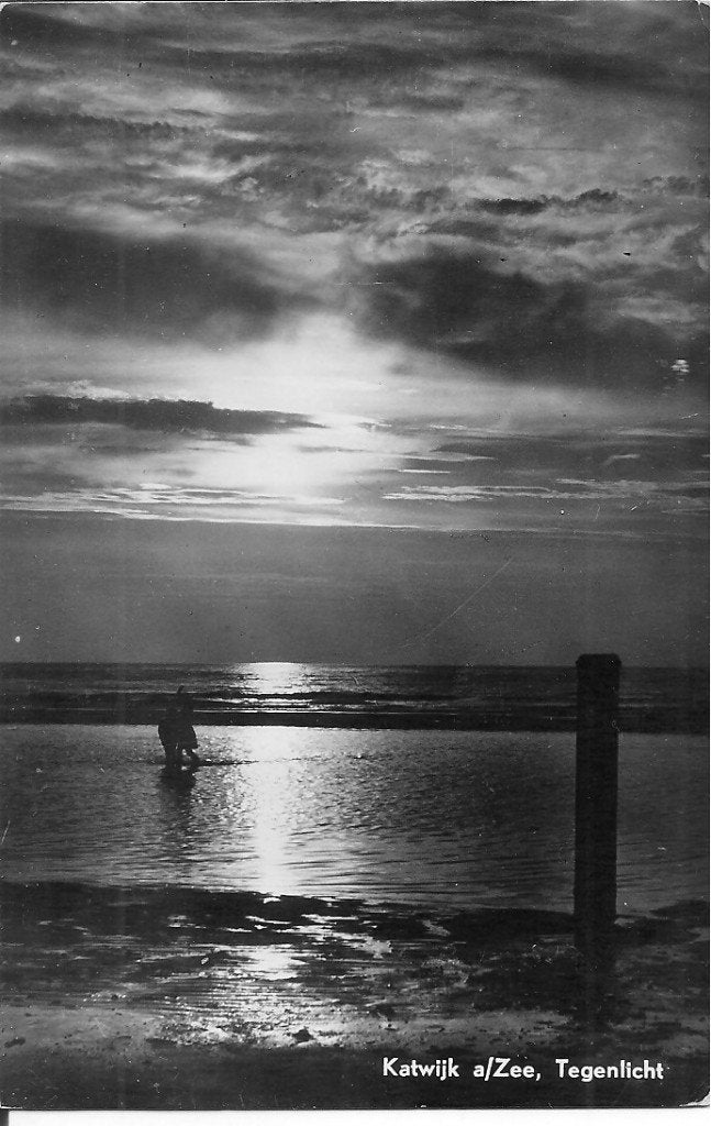 Oude ansichtkaart Katwijk aan Zee, Tegenlicht (1956), Ophalen of Verzenden, 1940 tot 1960, Gelopen, Zuid-Holland