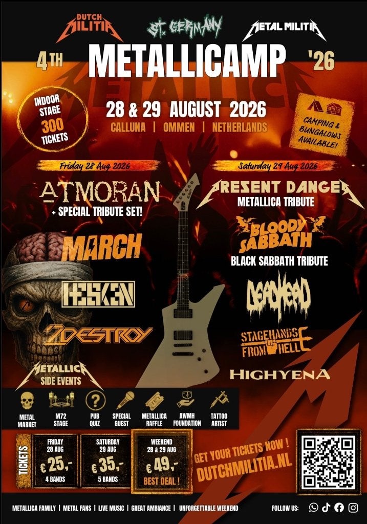 Metallicamp 2026 festival ticket, Eén persoon, Augustus, Rock of Poprock
