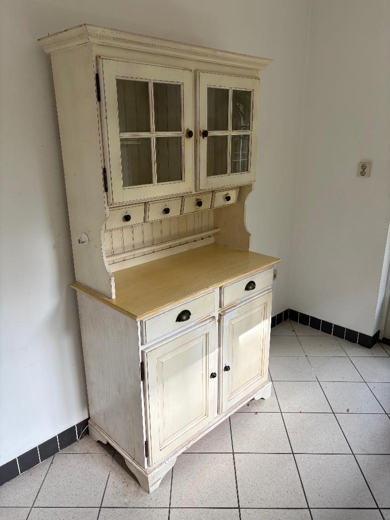 Charmant buffetkastje met planken en kleine en grote laden, Huis en Inrichting, Kasten | Buffetkasten, Ophalen, Gebruikt, Met deur(en)