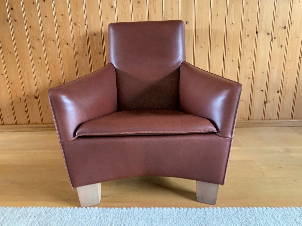 Leren Fauteuil ,Label, Ophalen, Gebruikt, Minder dan 75 cm, Hout