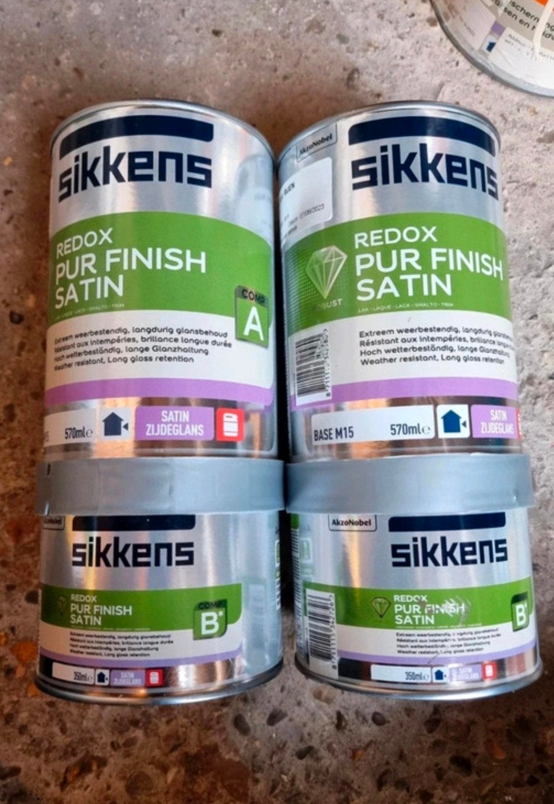 Sikkens redox pur finish satin muisgrijs 7005 2k lak 2x 1, Nieuw, Ophalen of Verzenden, Lak, Grijs