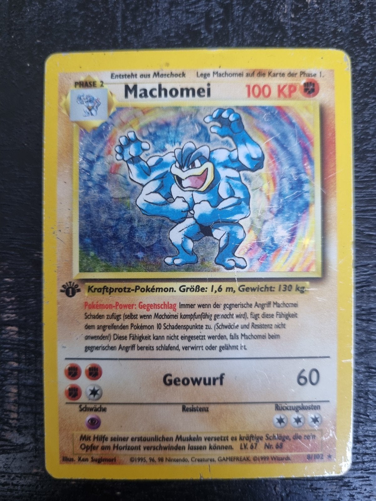 Machomei ( machamp ) 8/102 base set ( duits )1st edition €5, Hobby en Vrije tijd, Ophalen of Verzenden, Gebruikt, Losse kaart
