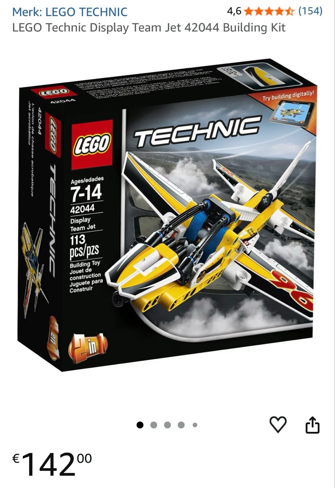Lego Technic 42044 Display Team Jet compleet, Gebruikt, Lego, Ophalen of Verzenden, Complete set