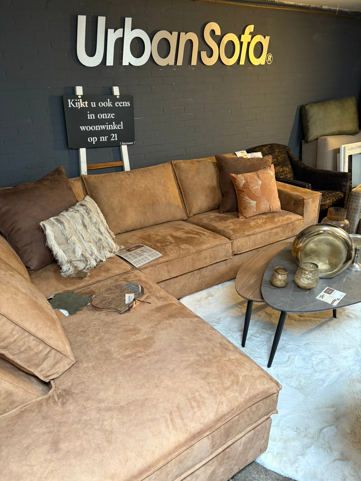 Luxe UrbanSofa Merano Hoekbank | Leder + USB | Showmodel, Verzenden, Nieuw, Leer