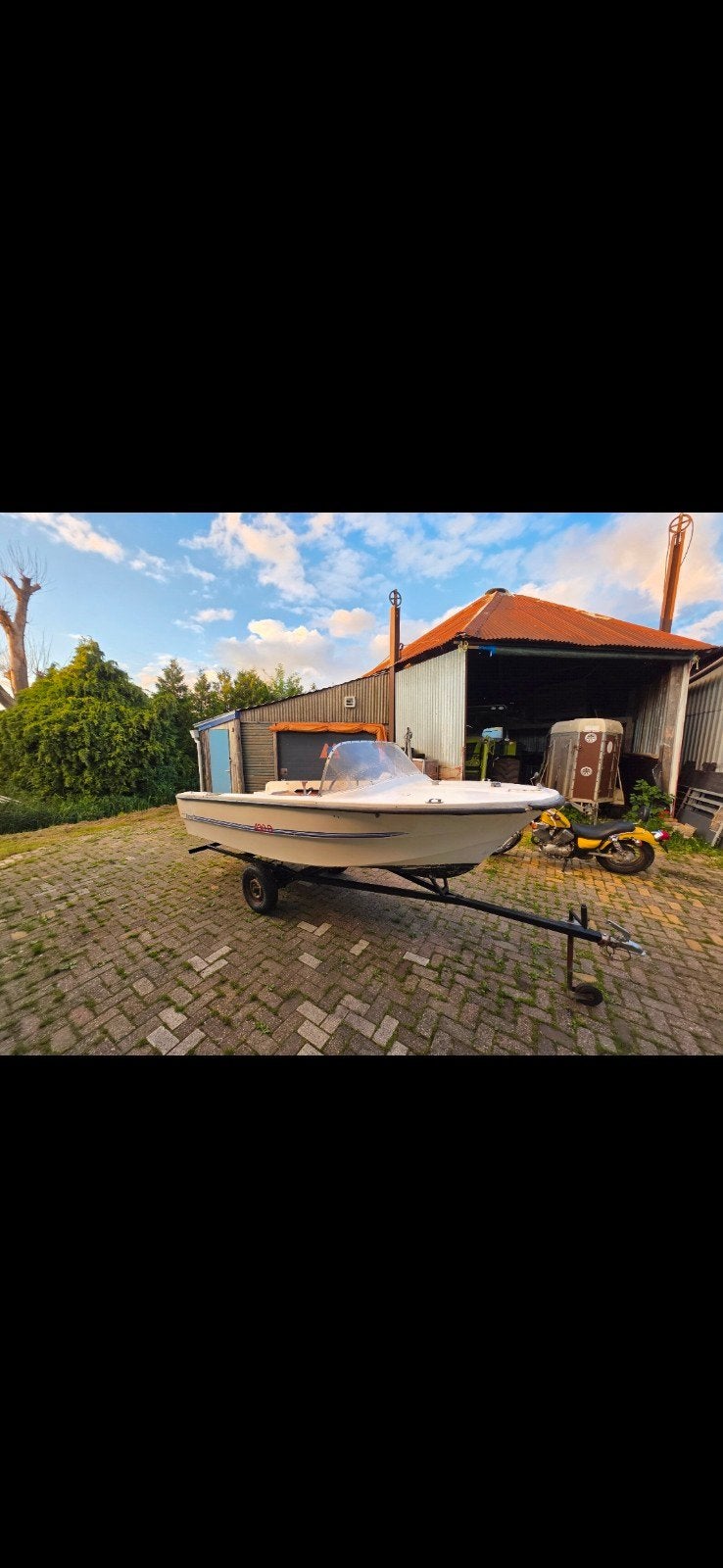 Kleine polyester boot met trailer, Watersport en Boten, Speedboten, Ophalen, Gebruikt, Overige merken, Polyester