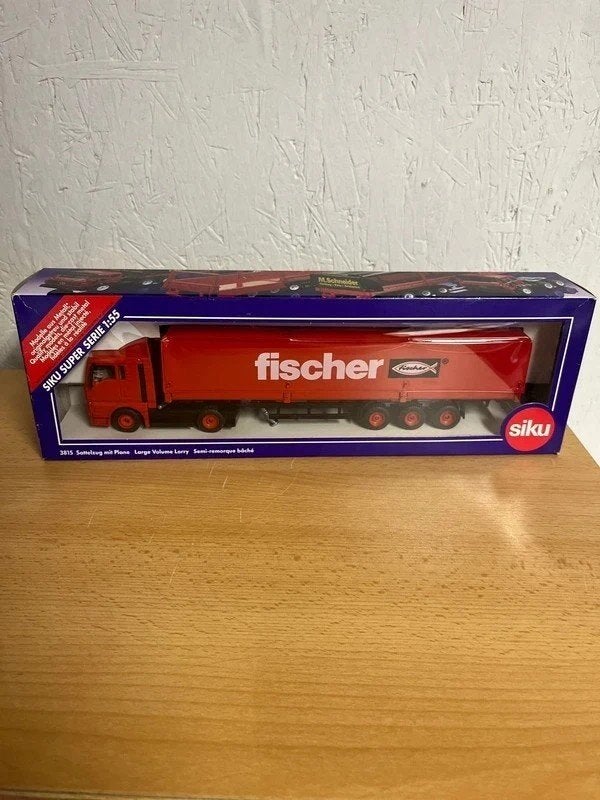 Siku 3815 MAN met trailer Fischer 1/55, Hobby en Vrije tijd, Ophalen of Verzenden, Zo goed als nieuw, Bus of Vrachtwagen, SIKU