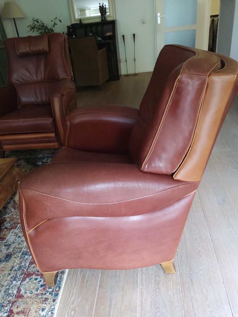 Heren en dames fauteuil van Mol en Geurts, Minder dan 50 cm, Ophalen of Verzenden, Zo goed als nieuw, Leer