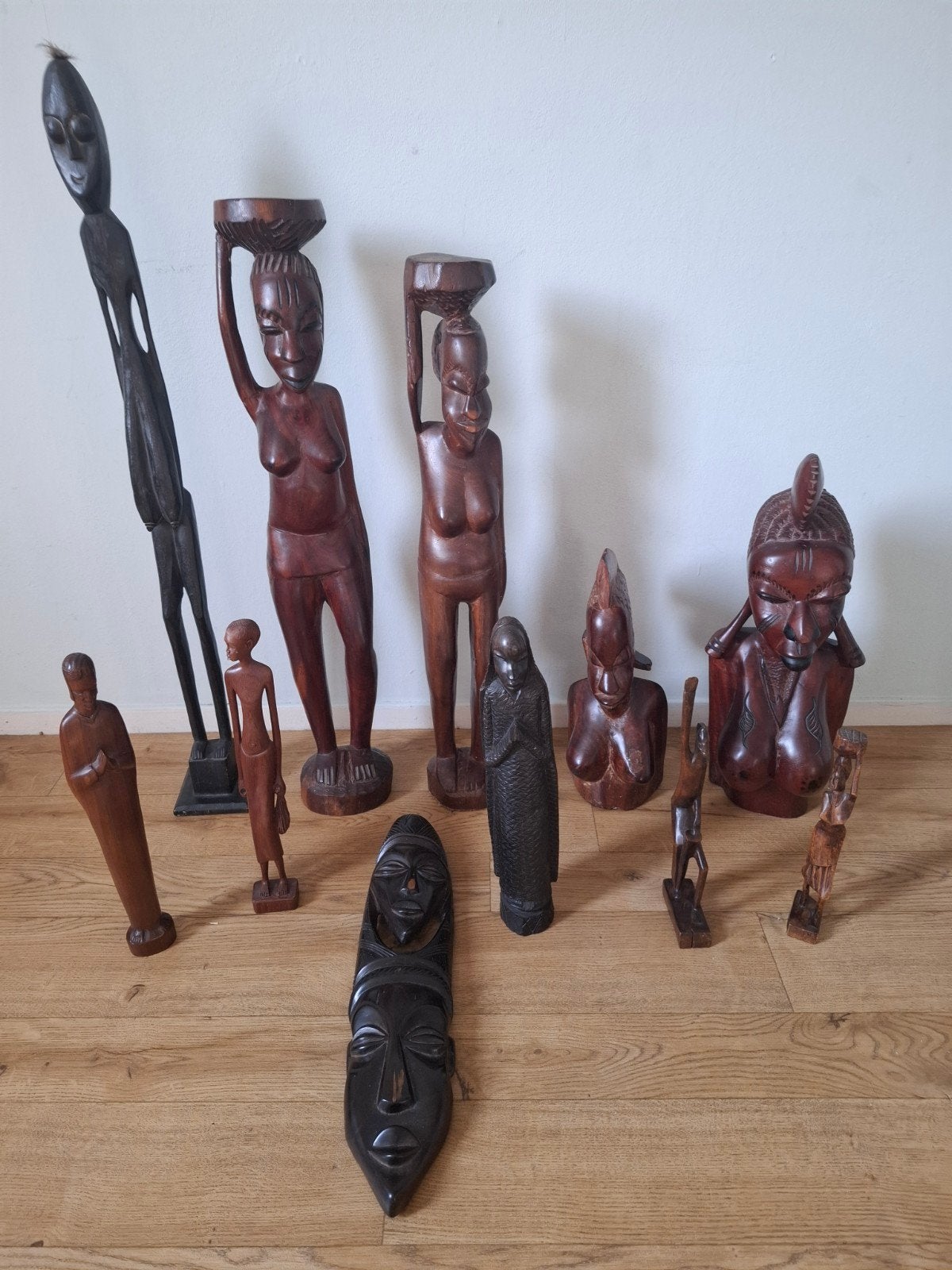 Verzameling handgesneden houten Afrikaanse beelden, Ophalen, Houtsnijwerk, Handgemaakt, Hout