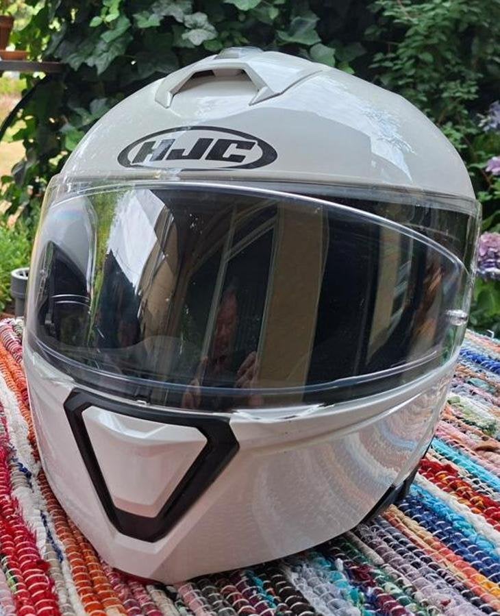 Systeem motorhelm HJC wit XXL vrijwel niet gebruikt, Systeemhelm, Dames, HJC, Ophalen of Verzenden