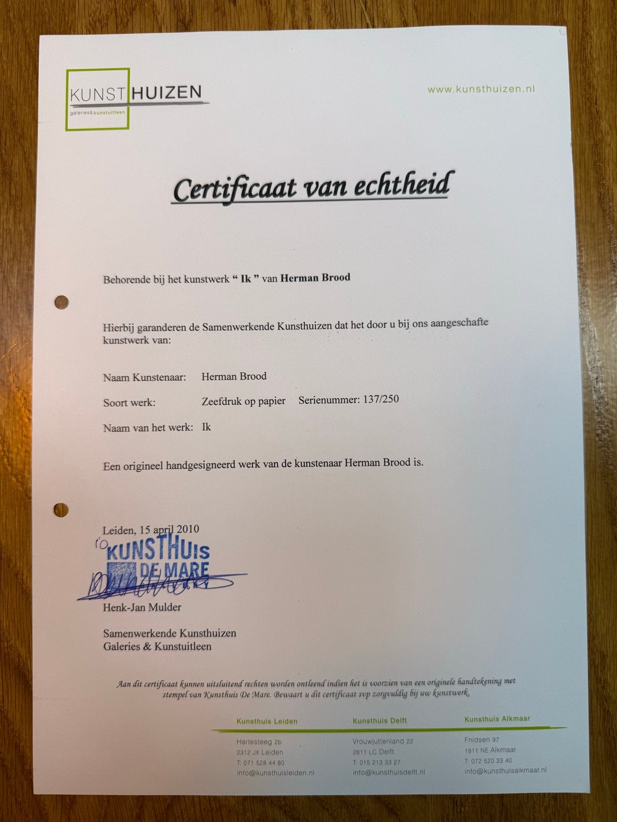 Herman Brood - Ik - Zeefdruk op papier, gesigneerd, Gelimiteerde oplage, Ophalen, Portret en Figuren, Zeefdruk