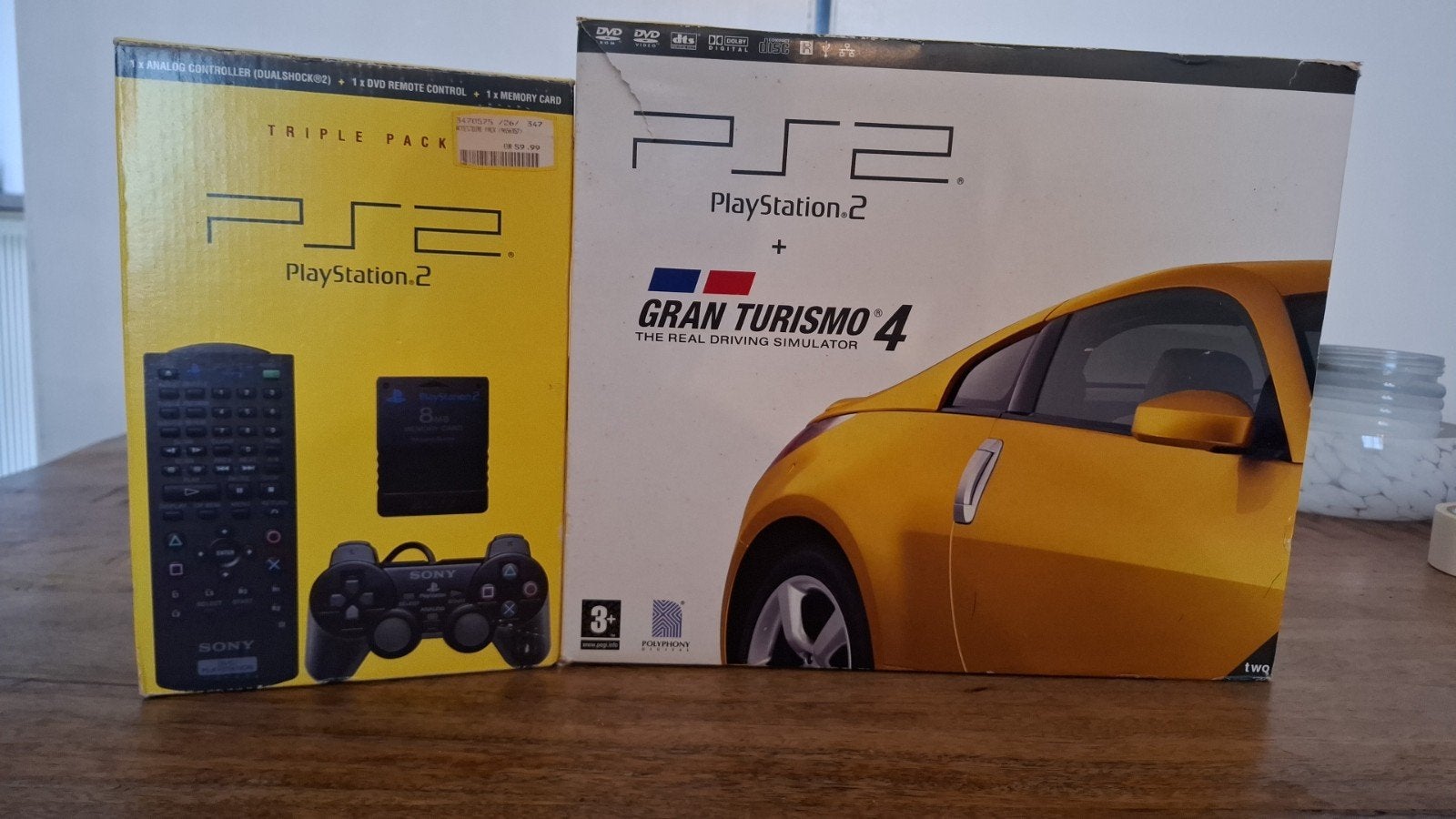 bieden ! Gloednieuwe PlayStation 2 (PS2) Triple Pack + Gran, Ophalen, Zwart, Met games, Nieuw