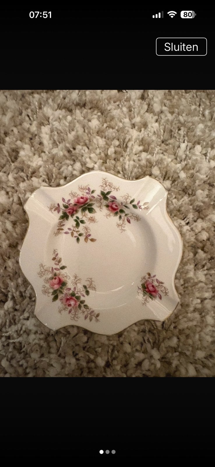 Lavender rose asbak, Ophalen of Verzenden