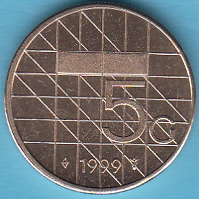 Nederland Vijfje (5 gulden) 1999 UNC in munthouder, Postzegels en Munten, Munten | Nederland, Ophalen of Verzenden, Koningin Beatrix