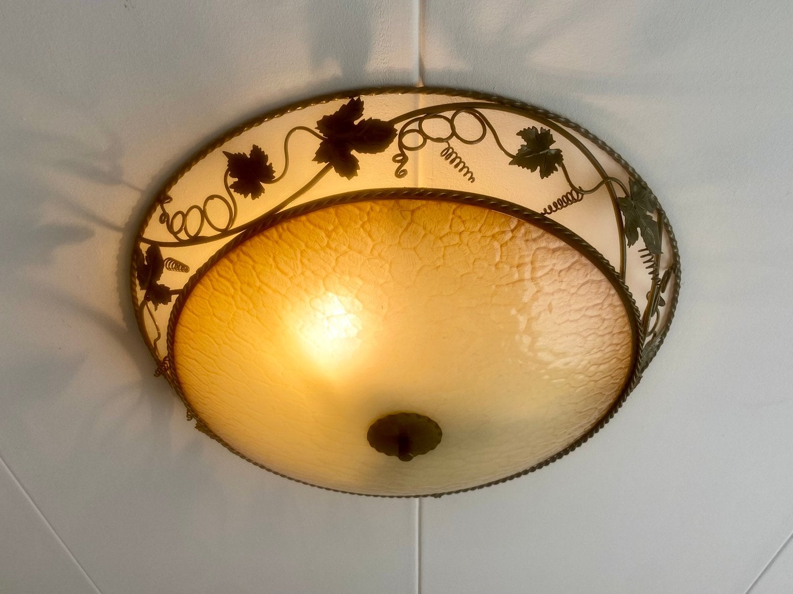 XXL vintage plafonniere brocante plafondlamp jaren 50/60, Ophalen, Jaren 50, Zo goed als nieuw, Plafondlamp