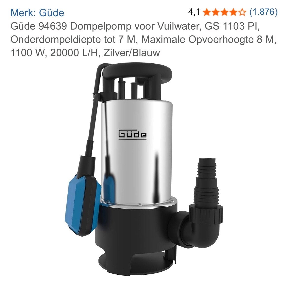 Gude GS 7502 PI Vuilwater Dompelpomp - Zo goed als nieuw, Ophalen of Verzenden, Zo goed als nieuw