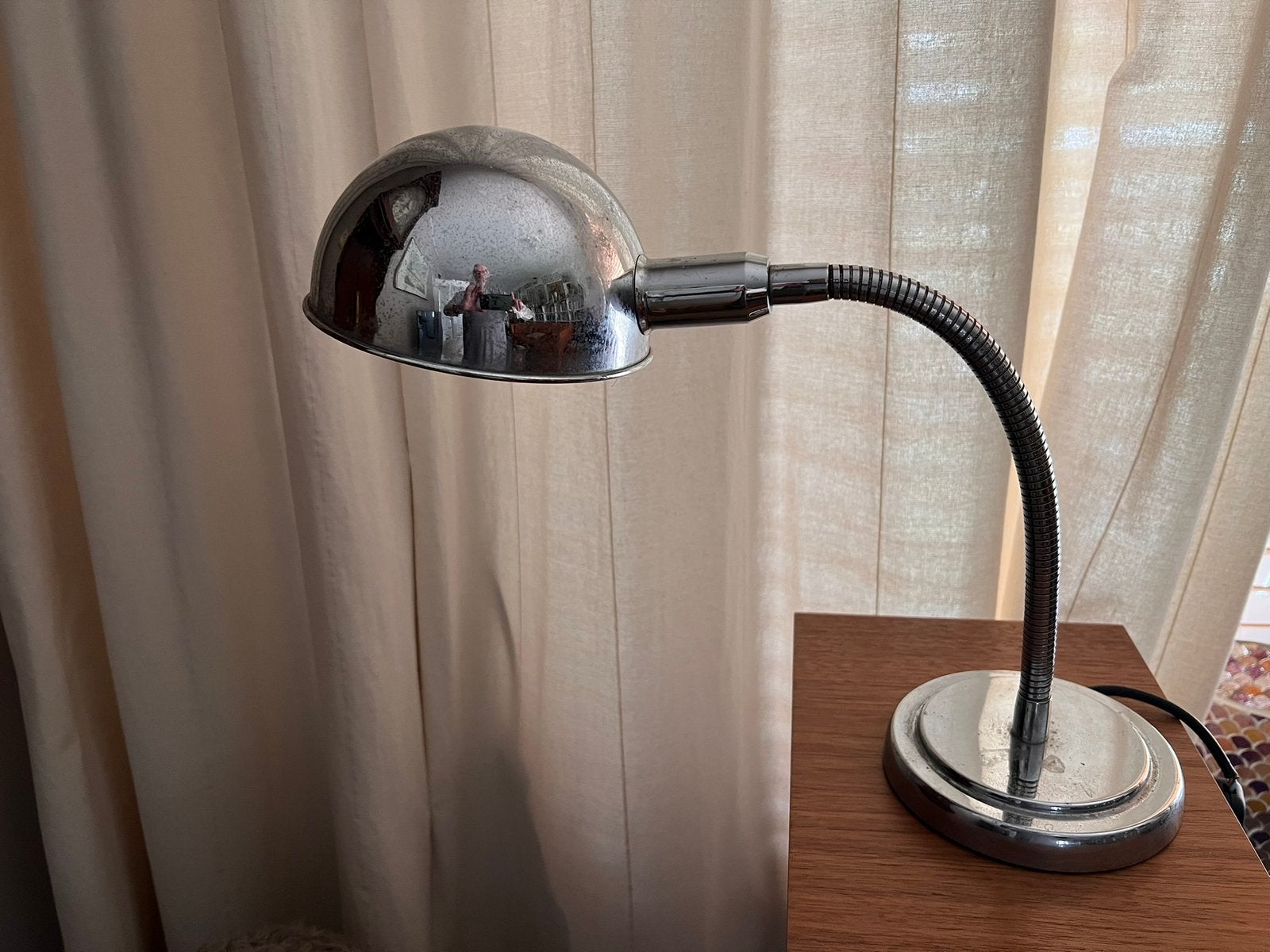 verchroomde bureaulamp met zeer zware voet. >2 kilo., Ophalen of Verzenden