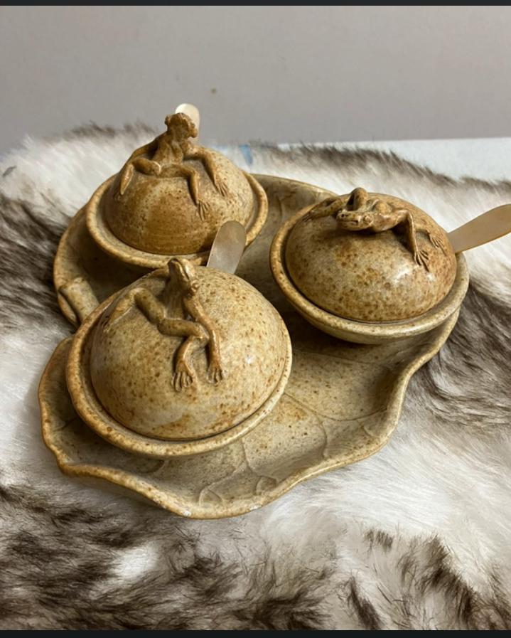 Unieke Keramieken Kikker Set - Woonaccessoires, Ophalen of Verzenden, Zo goed als nieuw