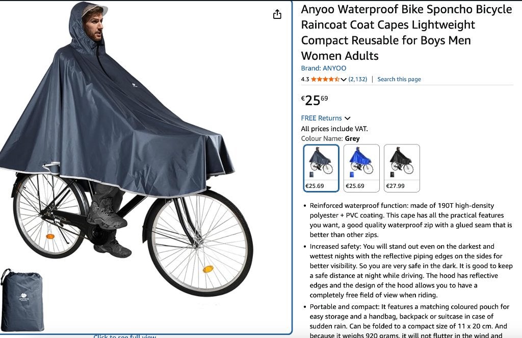regenponcho voor fiets / cycling rain poncho, Ophalen, Dames, Nieuw, L