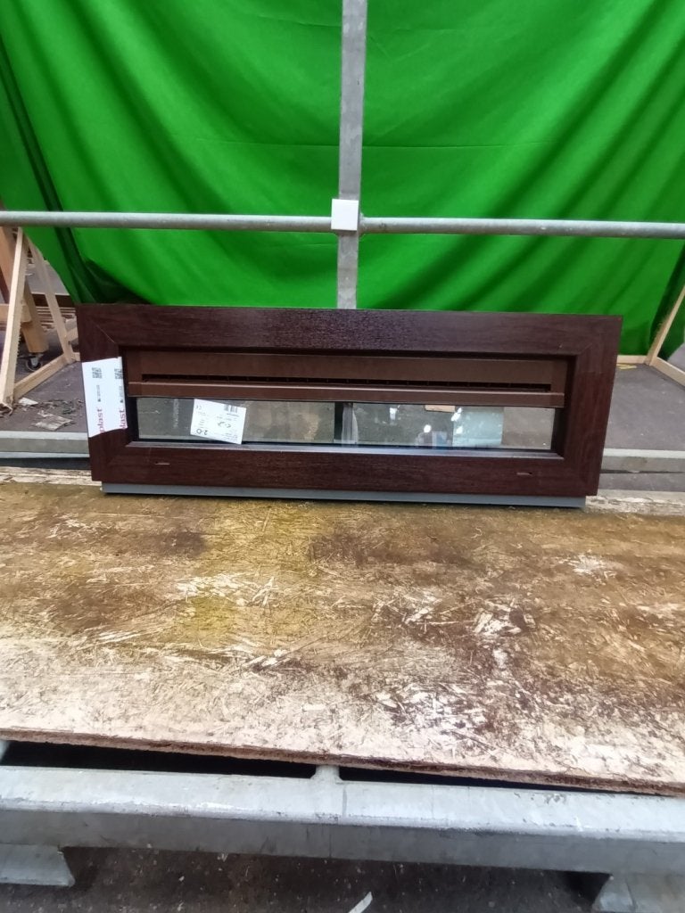 Kunststof Vast kozijn  b103 x h35 cm Bruin hout -1778-, Kunststof, Raamkozijn, Niet ingevuld, Nieuw