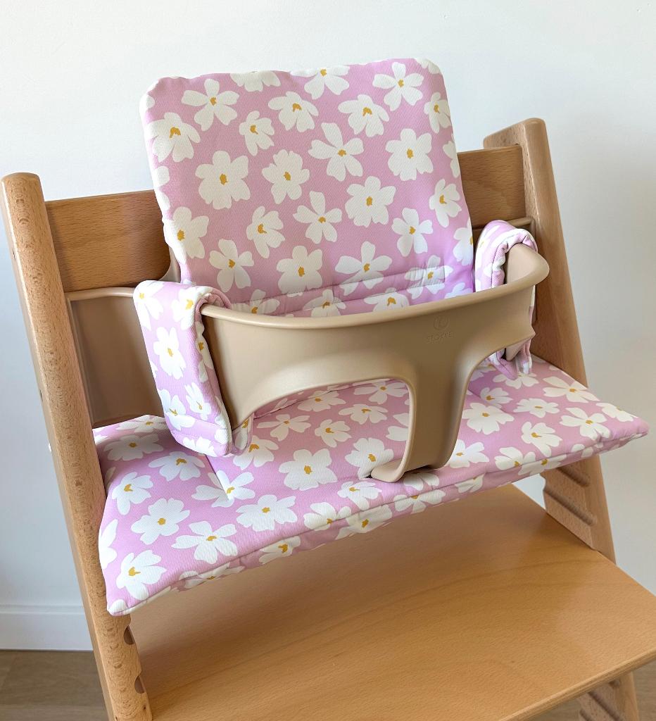 Kussenset - Bloemen roze/wit - voor de Stokke Tripp Trapp, Verzenden, Nieuw, Meegroeistoel, Stoelverkleiner
