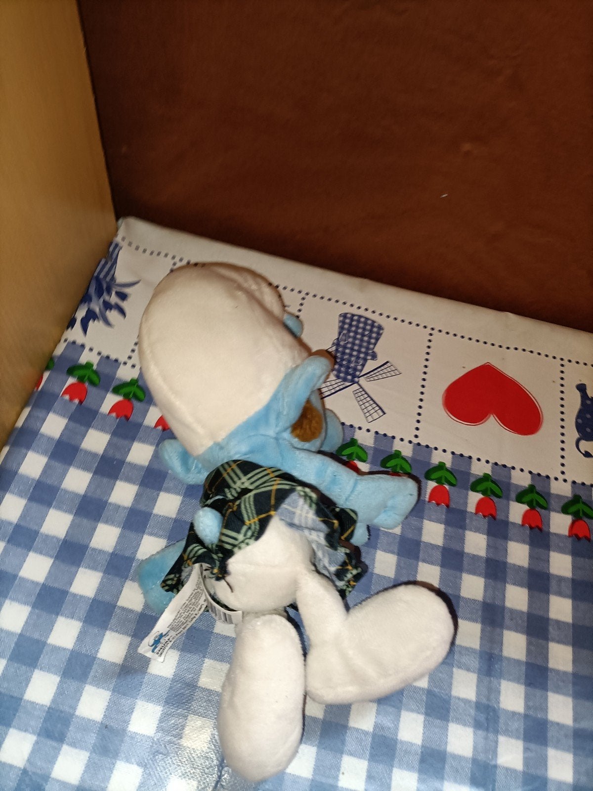 Stoere smurf Gutsy Smurf knuffel met schotse kilt, Verzamelen, Ophalen of Verzenden, Zo goed als nieuw