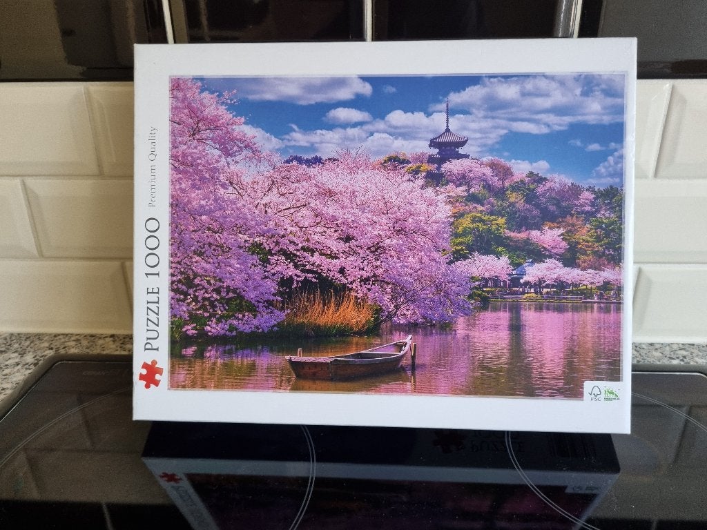 legpuzzel kersenbloesem 1000 stukjes 1x gelegd zgan € 3,50, Ophalen of Verzenden, 500 t/m 1500 stukjes, Zo goed als nieuw, Legpuzzel
