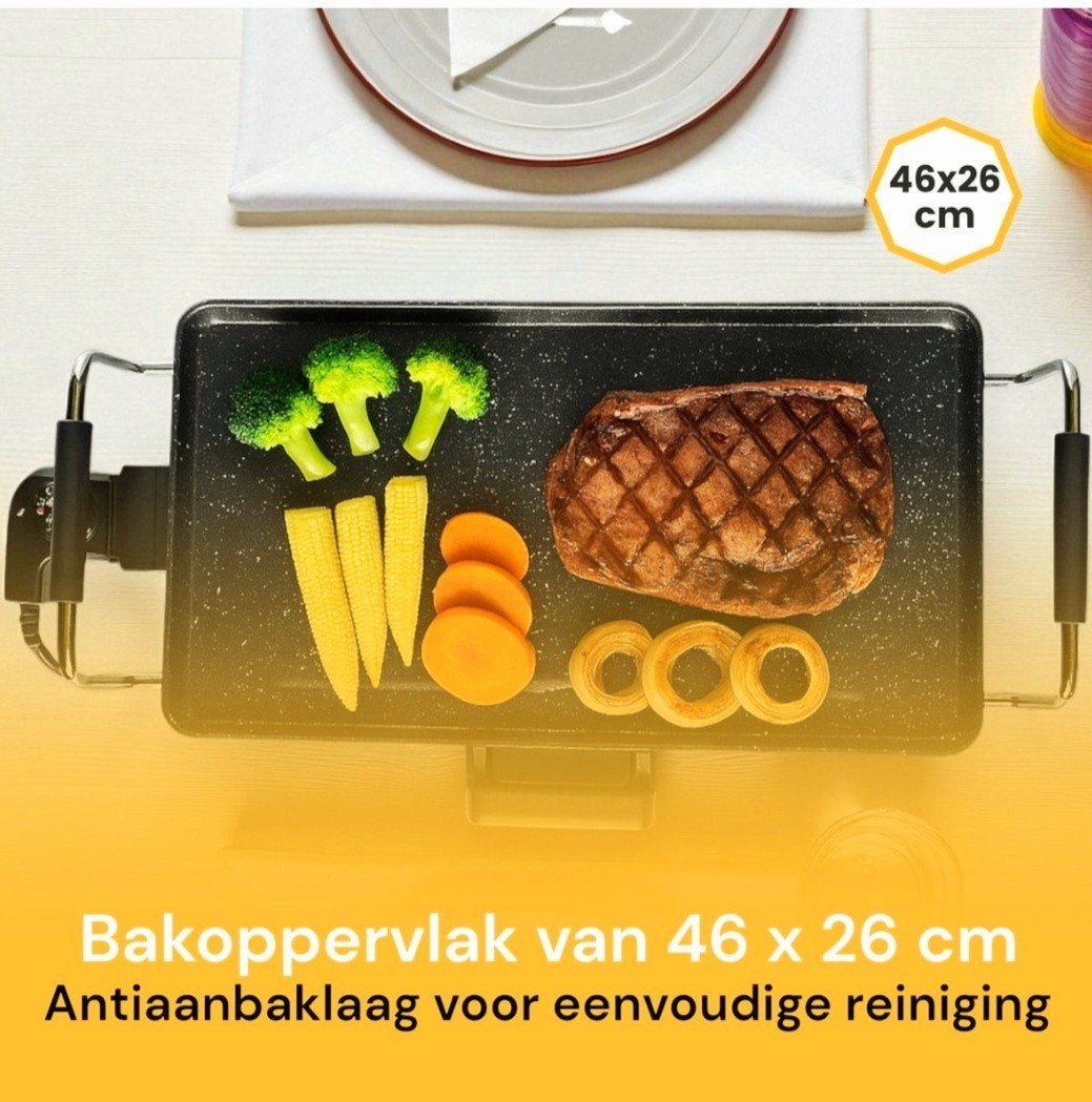 Electrische grilplaat 2000W bakplaat 46x26 cm NIEUW IN DOOS, Huis en Inrichting, Keuken | Keukenbenodigdheden, Nieuw, Royal Swiss