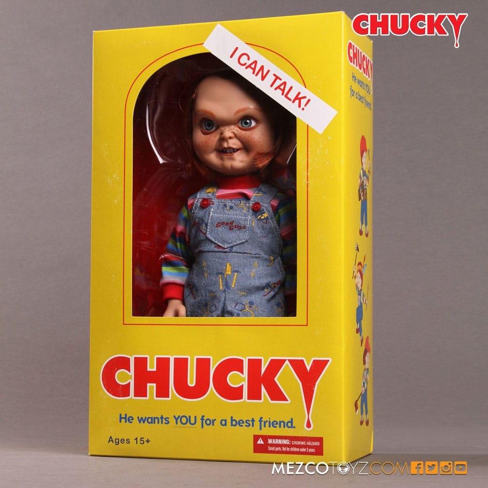 Child's Play Talking Good Guys Doll Sneering Chucky NIEUW, Verzamelen, Film en Tv, Beeldje, Replica of Model, Nieuw, Mezco Toys
