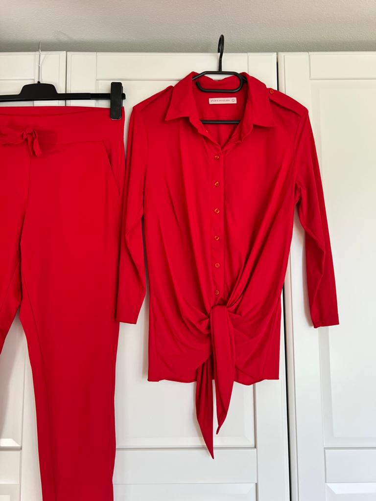 Studio anneloes set blouse L & upstairs broek M rood, Kleding | Dames, Maat 42/44 (L), Ophalen of Verzenden, Zo goed als nieuw