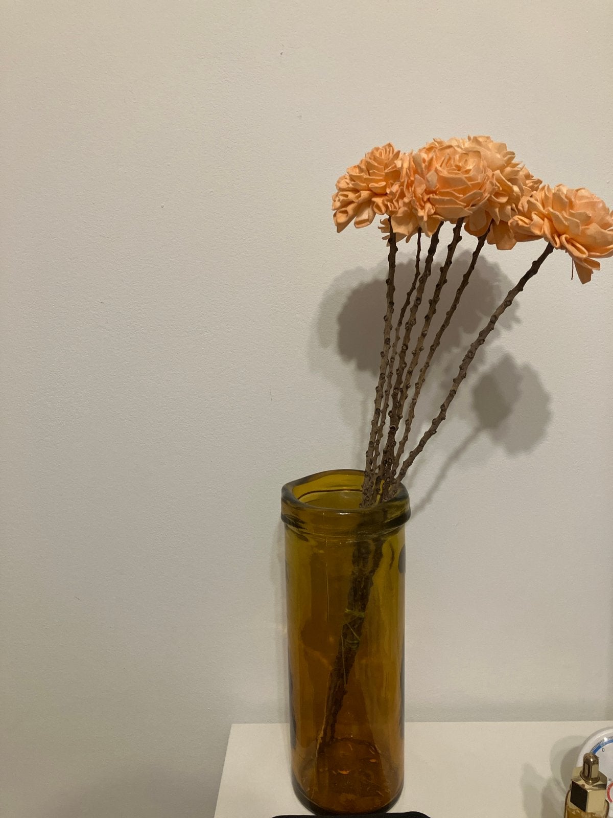 Glazen vaas met droogbloemen - Oranje/Bruin, Ophalen, Oranje, Geschikt voor droogbloemen, Glas