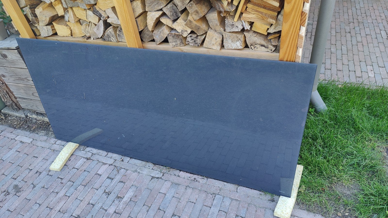 Gehard glazen tafelblad antraciet 180x82,5cm 5mm, Ophalen of Verzenden, Gebruikt, Rechthoekig, Overige materialen