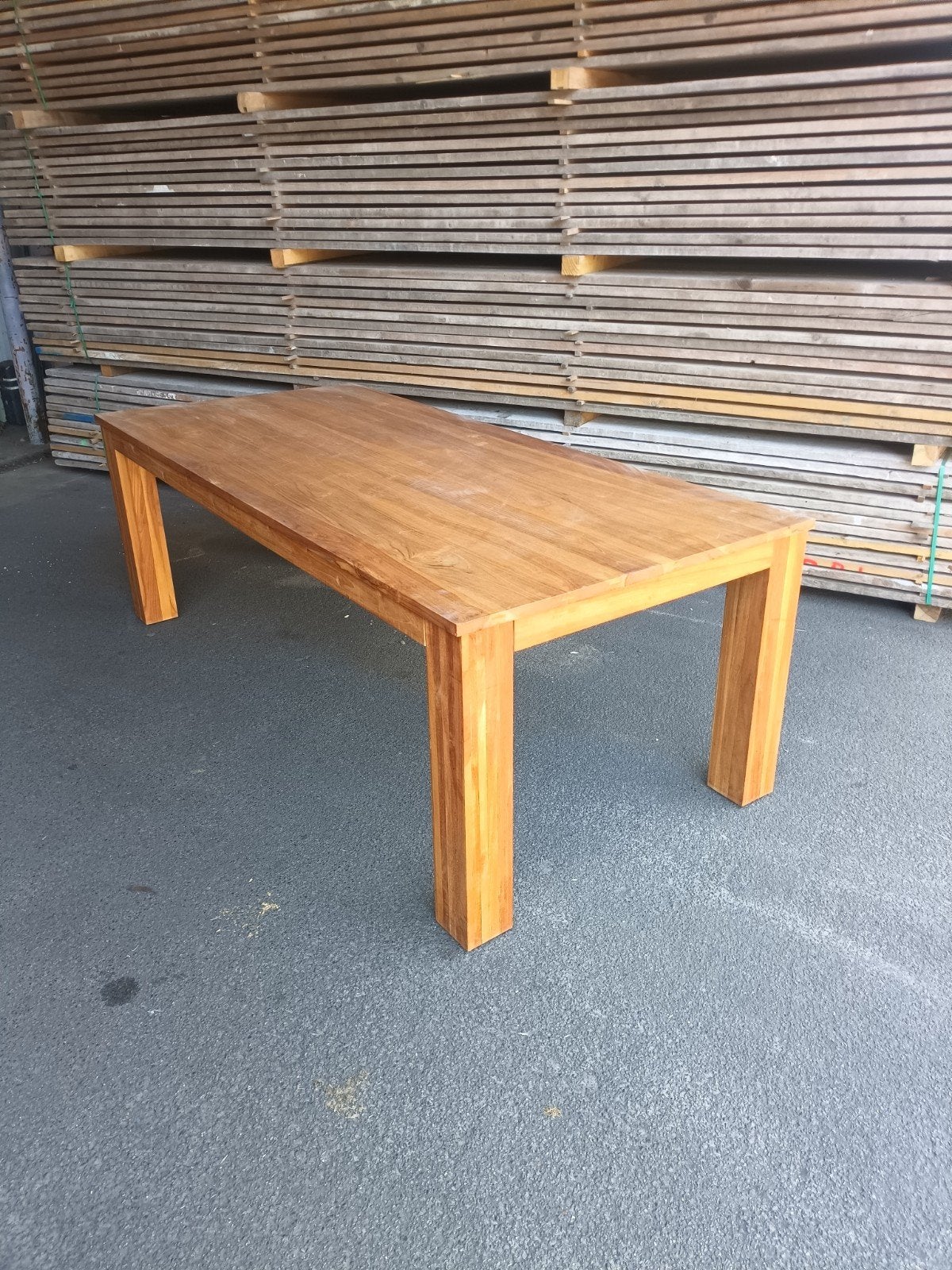 Tafel 220x100, Huis en Inrichting, Tafels | Eettafels, Ophalen, Teakhout, 200 cm of meer, 50 tot 100 cm